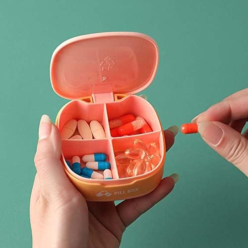 Хучу Мала Кутија За Лекови Пренослива Кутија За Запечатување Со 4 Решетки Таблети Разделувачи Капсули За Таблети Организатор Пластична