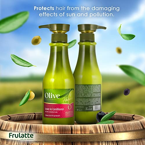 Фрулат природно маслиново масло остава во балсам и detangler, збогатено со масло од влага и арганско масло - Длабок балсам за анти -Фриз