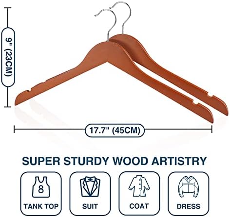 Улимарт дрвени закачалки 20 пакувања со закачалки од дрво издржливи закачалки од дрвени кошули идеални за перење и секојдневна употреба закачалки