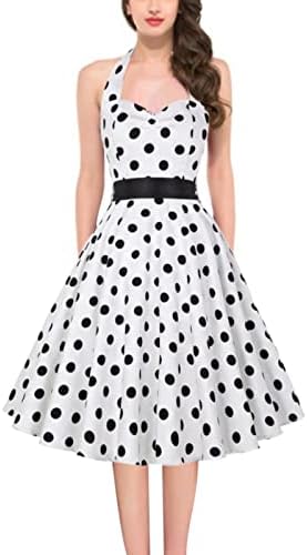 Миашуи средна должина летни фустани лето женски 1950 -ти гроздобер фустан брокада висечки врат печатење чипка на вратот фустан за вратот за