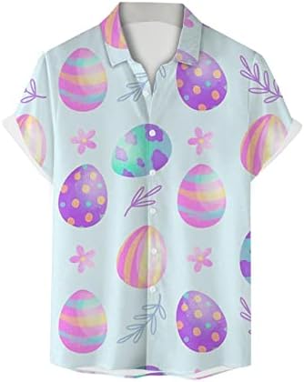Велигденски кошули за мажи смешни велигденски јајца зајаче морков печатено копче хавајски кошули случајни опуштени вклопувачки