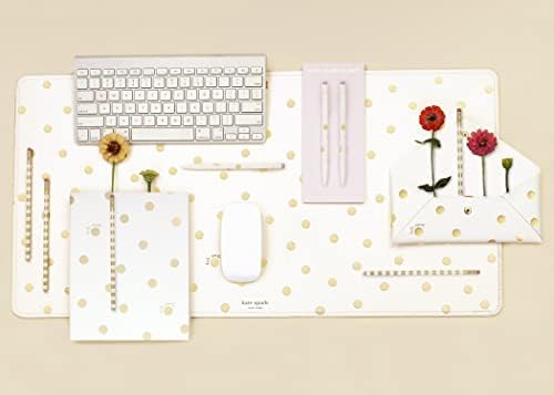Кејт Спајд Newујорк Декоративна биро подлога, Веганска кожа тастатура и подлога за глувче за работна површина, златна точка