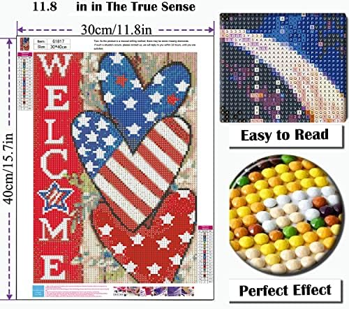 Купмод 4 јули Комплети За Сликање Дијаманти ЗА Возрасни,5d DIY Патриотска Дијамантска Уметност Со Американско Знаме За Деца Почетници,