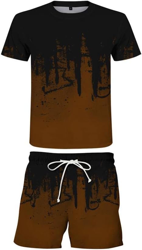 Облеките на USNSM за мажи, маица за кратки ракави за мажи и шорцеви поставуваат спортска облека 2 парчиња летни облеки