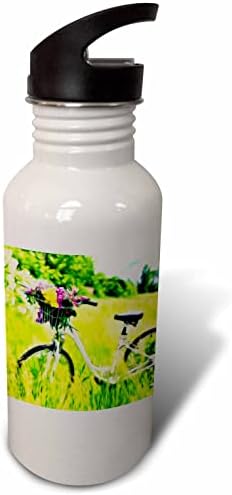3drose велосипед со корпа со цвеќиња Слика на внесена светлина. - шишиња со вода