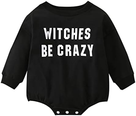 Новороденче на Wybzd Бебе момче Ноќта на вештерките вештерки да бидат луди маички со маички преголеми ромпер слатка облека