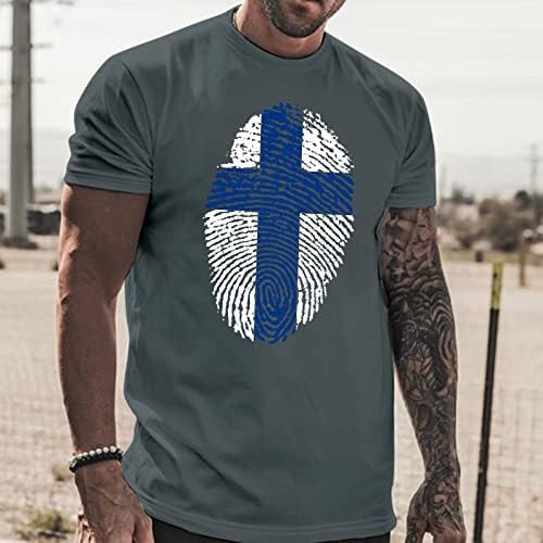 HDDK MENS војник со кратки ракави маици летни отпечатоци од прсти Исус вкрстени печатени врвови за вежбање спортски основни тела