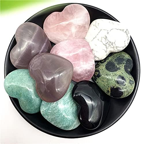 Shitou2231 1pc природен розов кристал опсидијан амазонит во облик на срцев камен Loveубов со лековити камења од природни камења