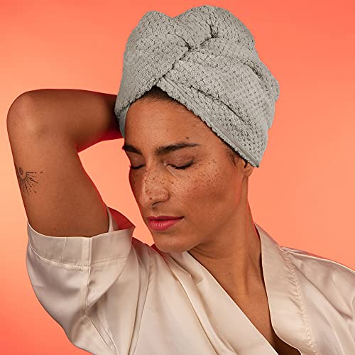 УБ -продавница луксузна сива микрофибер пешкир за коса - ултра абсорбента, брз сув и мека глава турбан - за сите жени и сите