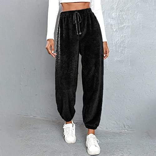 Xipcokm женски високи половини џемпери термички џогери Зимски панталони со џебови со термички дното