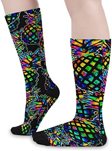 Психоделични чорапи со блок-блок со бои со високи чорапи со високи чорапи чорапи за тинејџери возрасни