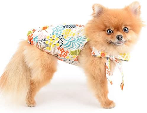 Платен фустан од цвеќиња од Хавајски кучиња за мали миленичиња девојки без ракави, пролетно лето, мека облека за кученца, мачки костум на