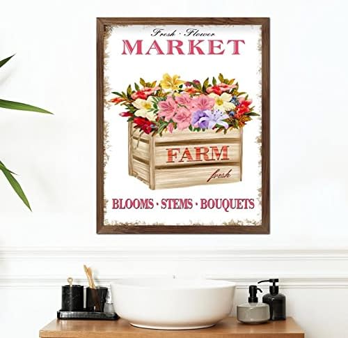 Фарм свеж цвет пазар врамени дрвени знаци пролет свежа орхидеја цветна кутија дрвена wallидна уметност знаци гроздобер француски