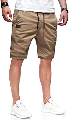 Hehoah Mens Casual Elastic Voist Cargo Sharts 5-инчи Опуштено вклопување на отворено мулти џеб директно нозе шорцеви