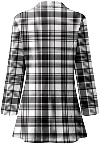Printенски печатен кардиган формален костум со долги ракави лапели деловна канцеларија јакна палто блуза јуниори палта
