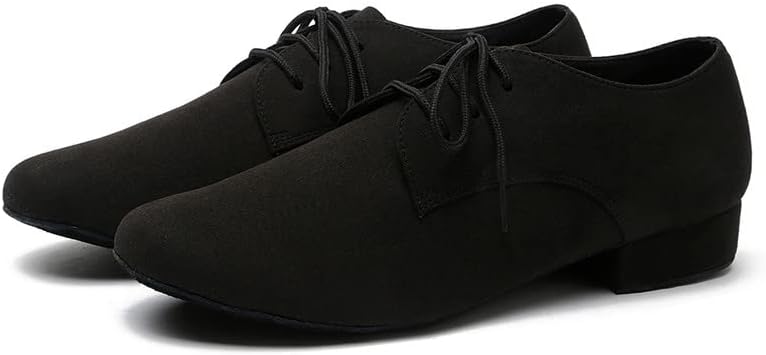 Машки латински танцувачки чевли за латини, црна микрофибер кожа салса салса ликови чевли, модел L273