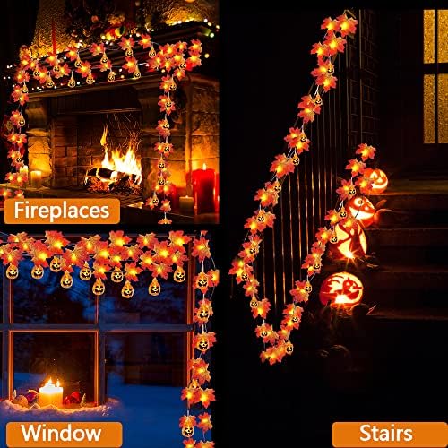 Денот на благодарноста јавори остава тиква, жица светлина 2 пакет 40 LED 20 -тина Божиќни светла за фестивалски домови во затворен