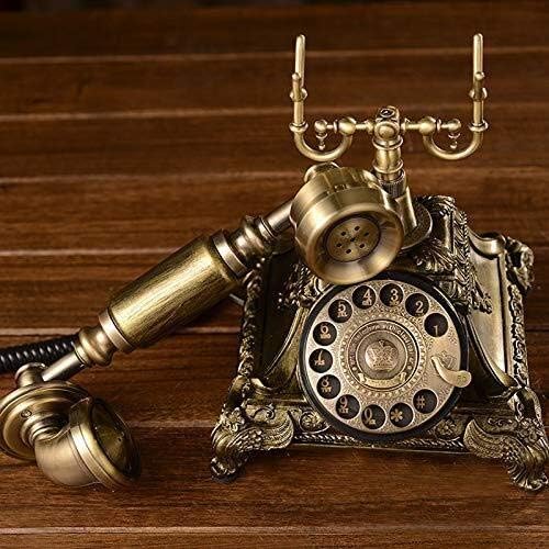 Ретро фиксна- ретро телефон со смола и метално тело, винтиџ стил ротарино бирање телефонски телефонски карактеристики традиционални