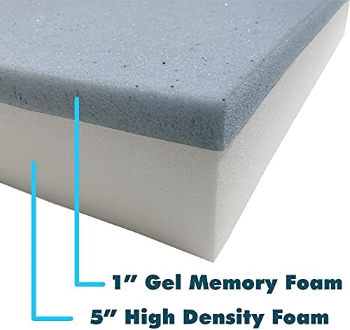 FOAMMA 6 x 23 x 26 ладење гел-инфузионирана мемориска пена перница, база на пена со висока густина, средна фирма, замена на седиштата, подлога,