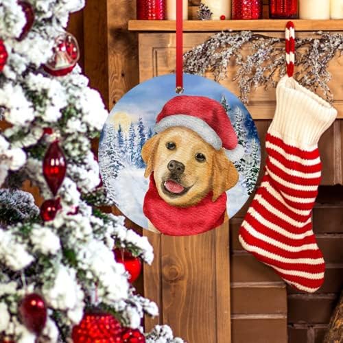 Куче Божиќ украс Зимска снегулка Лабрадор ретривер украс елка виси декорација Дедо кучиња керамички украс куче Прво Божиќно украсување миленичиња
