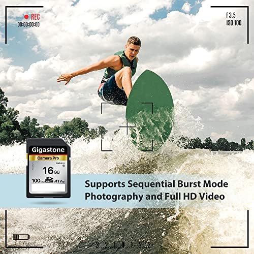 Gigastone 16 GB 2-пакет SD картичка V10 SDHC мемориска картичка со голема брзина на HD целосна HD видео компатибилна со Canon Nikon Sony