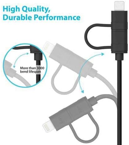 Целосен кабел за податоци со 5A USB работи за Samsung A03S со адаптер MicroUSB и USB Type-C за вистински двојни брзи брзи брзини