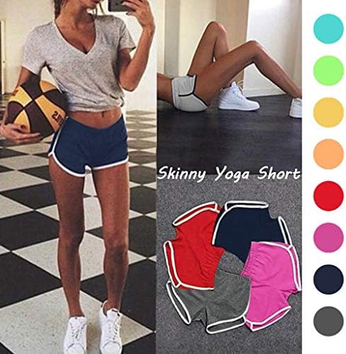 Womenените летни спортски шорцеви кои работат со теретана тренингот на половината, слаби панталони со ленти