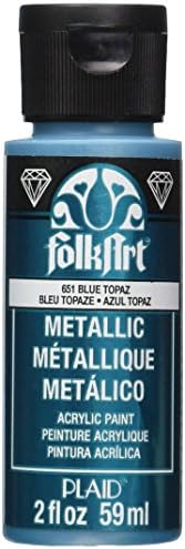 Folkart Ja651 боја акрилен метален топаз 2oz, 2 fl oz, повеќебојни