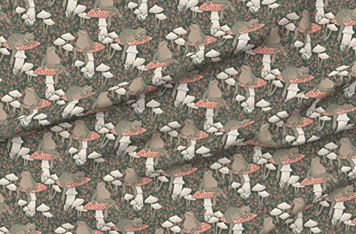 Ткаенина од лажица-Печурки Бобинки Зелена Шума Шума Шума Отпечатена на Памучна Ткаенина Со Потпис На Ливчиња од Дворот - Шиење