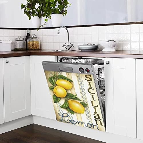 Jumu лимон магнет машина за миење садови за кујна декоративна, налепница за миење садови во селски сад за миење садови, ладилница машина за