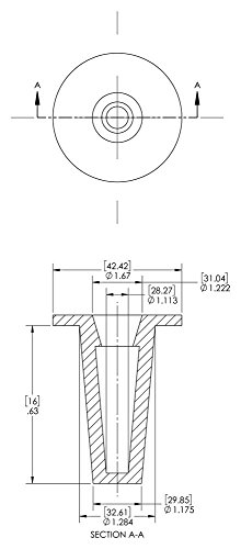 Caplugs Z250SW1AK1 пластично засилено капаче и приклучок. T-2550-SW, PE-LD, CAP OD 1.113 приклучок ID 1.284, црвено