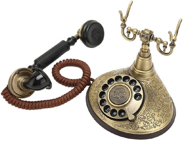 MJWDP Гроздобер Телефонски ротирачки бирање кабел старомоден телефон со прилагодување на волуменот на ринг -тонот за слушалки за студиска