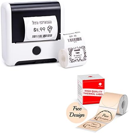 Memoqueen M200 Баркод Етикета Печатач со 1 Ролна 2 Етикети, 3 Инчен Пренослив Bluetooth Етикета Производител За Мал Бизнис, DIY Логото