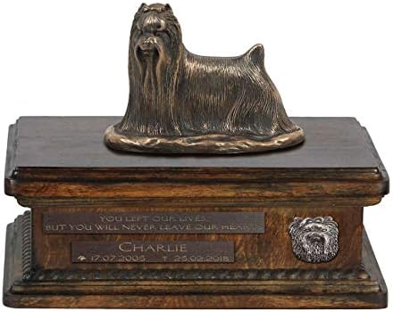 Јоркшир Териер 3, Урна За Споменик На Пепел Од Кучиња Со Статуа, Име На Милениче И Цитат-Артдог Персонализиран
