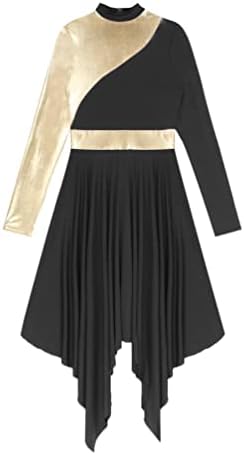 Iiniim женски крпеница во боја на долги ракави асиметричен лирски танц фустан пофалба литургиска танцувачка облека