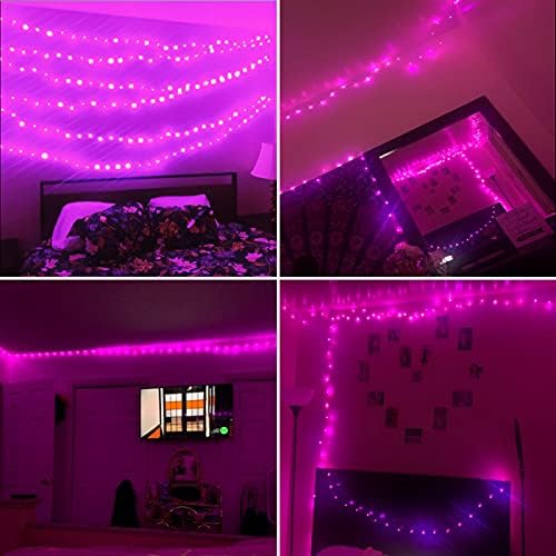 Ruichen Bopper Wire Fairy Lights приклучок во 33 ft 100 LED жичани светла со количка, розова