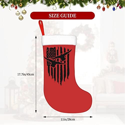 QG ZZX Американско знаме патка Божиќно порибување Божиќни чорапи камин виси чорап 18 инчи за одмор