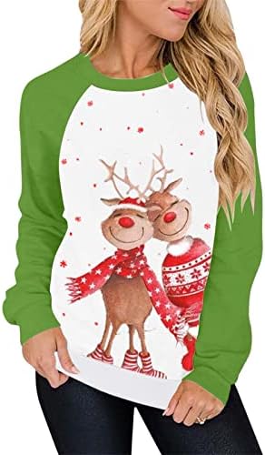 Малбаба Жени Смешни Грди Божиќни Дуксери Обични Лабави Божиќни Пуловерни Блузи Со Пуловер Од Гном Крпеница Елен Кошули За Печатење