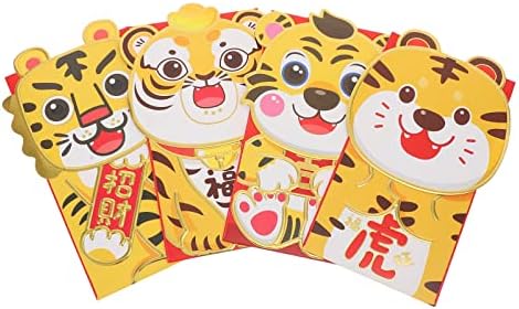 Кинеска Нова Година Црвени Пликови: Хороскопски Тигар Нова Година Среќни Пари Пакети Лаи Види 12 парчиња Тигар Хонг Бао Црвени