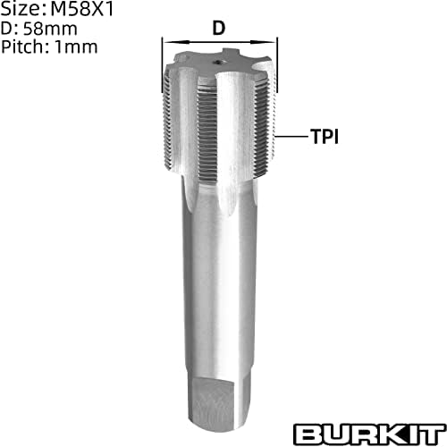 Burkit M58 X 1 Thread Tap Десната рака, HSS M58 X 1.0 директно флуидна машина Допрена
