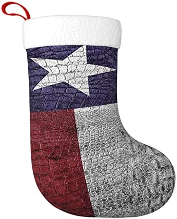 QG ZZX Дрвено Тексас знаме Божиќно порибување Божиќни чорапи камин виси чорап 18 инчи за одмор