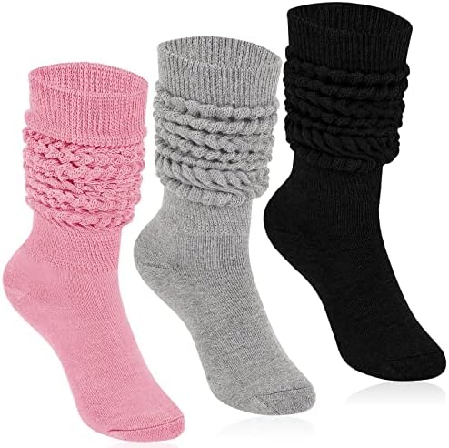 Cereda Slouch Socks Women Women Chnee High Scrunch Scrunchie чорапи со 3 пара со големина 6-11