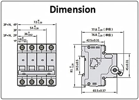 Nunomo 2P 230V ~ CTYPE MINI CIRCUIT MINIATURE AIL SWITCH CAPATION 4,5KA МОНДИНГ 36мм DIN Rail Laser Printing