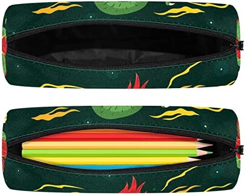 Зелен кинески змеј молив случај Студентска канцелариска торбичка патент Пенка за пенкало за козметика торба за училишни студенти канцеларии жени тинејџери девој?
