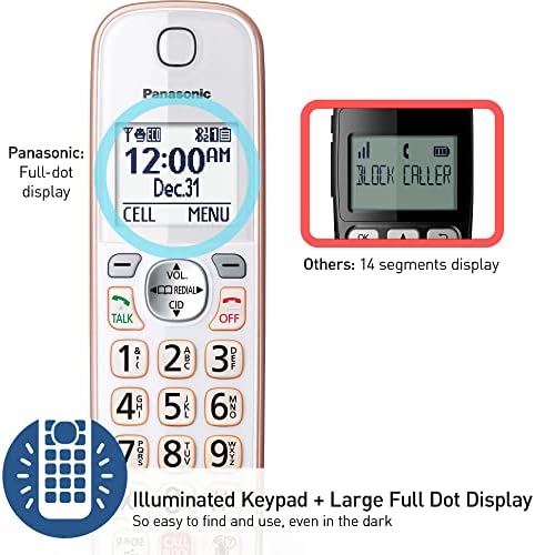 Panasonic Безжичен Телефон Со Link2cell Bluetooth, Гласовен Асистент, Телефонска Секретарка И Блокирање Повици, Систем За Проширување