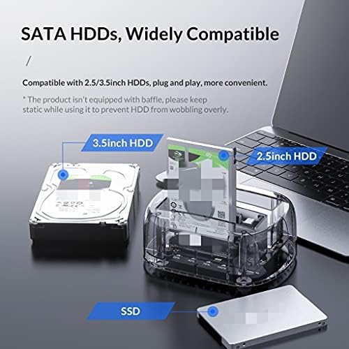 YTYZC 2 Bay SATA ДО USB 3.1 HDD 2.5 3.5 Тип C Транспарентен Надворешен Хард Диск Комплет