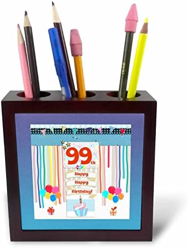 3дроза Слика на ознака за 99-ти Роденден, Кекс, Свеќа, Балони. - Држачи За Пенкало За Плочки