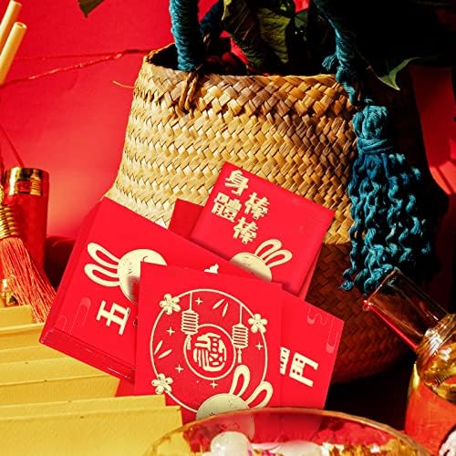 АБУФАН Црвен Плик Кинеска Нова Година Црвени Пликови 2023 Лунарна Зајачка Година Среќа Пакети Со Пари Зодијак Зајак Хонг Бао Пролетен Фестивал