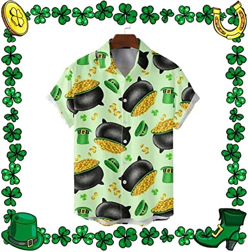 Копчиња за масти на Денот на Свети Патрик, кратки ракави, обични кошули зелени смешни графички плус големина куглање кошула