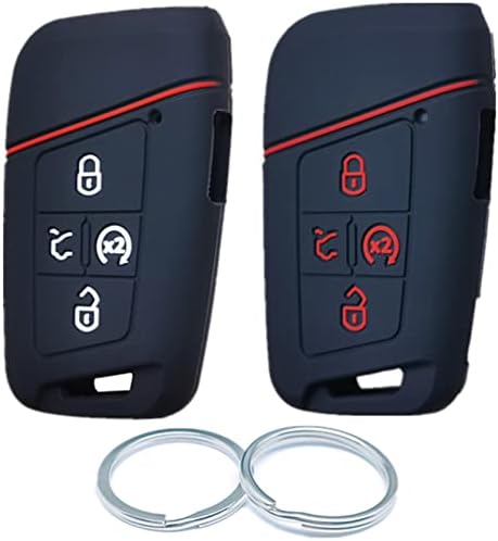 Копчиња Runzuie 2PCS 5 Силиконски паметни далечински управувани со 2019 2020 2021 VW Volkswagen Atlas Passat Arteon Tiguan Jetta Key Fob Cover